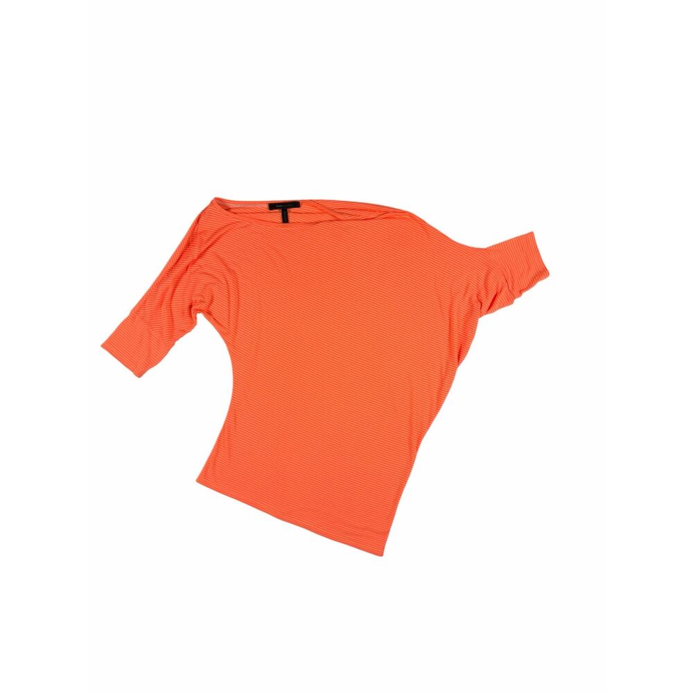 BCBGMAXAZRIA Neon Coral Stripe Dolman Sleeve Top Small - Picture 2 of 8